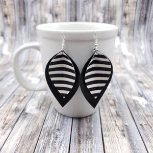 Black and white stripe Faux Leather Earrings!